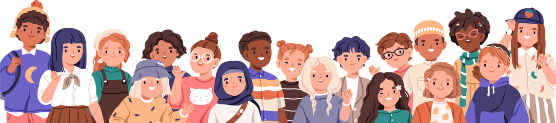 Group of Diverse Children Illustration